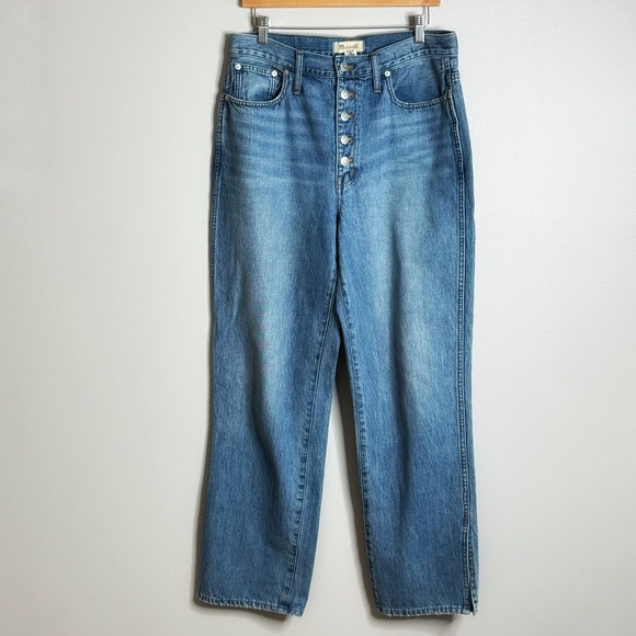 Madewell Jeans The Perfect Vintage Straight Button Fly Split Hem Denim Size 30 - Picture 2 of 11
